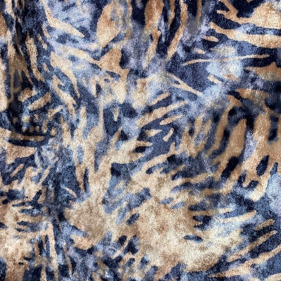 Free People shirt go get em velvet velour tan & blue xs smocked soft boho - Picture 6 of 8